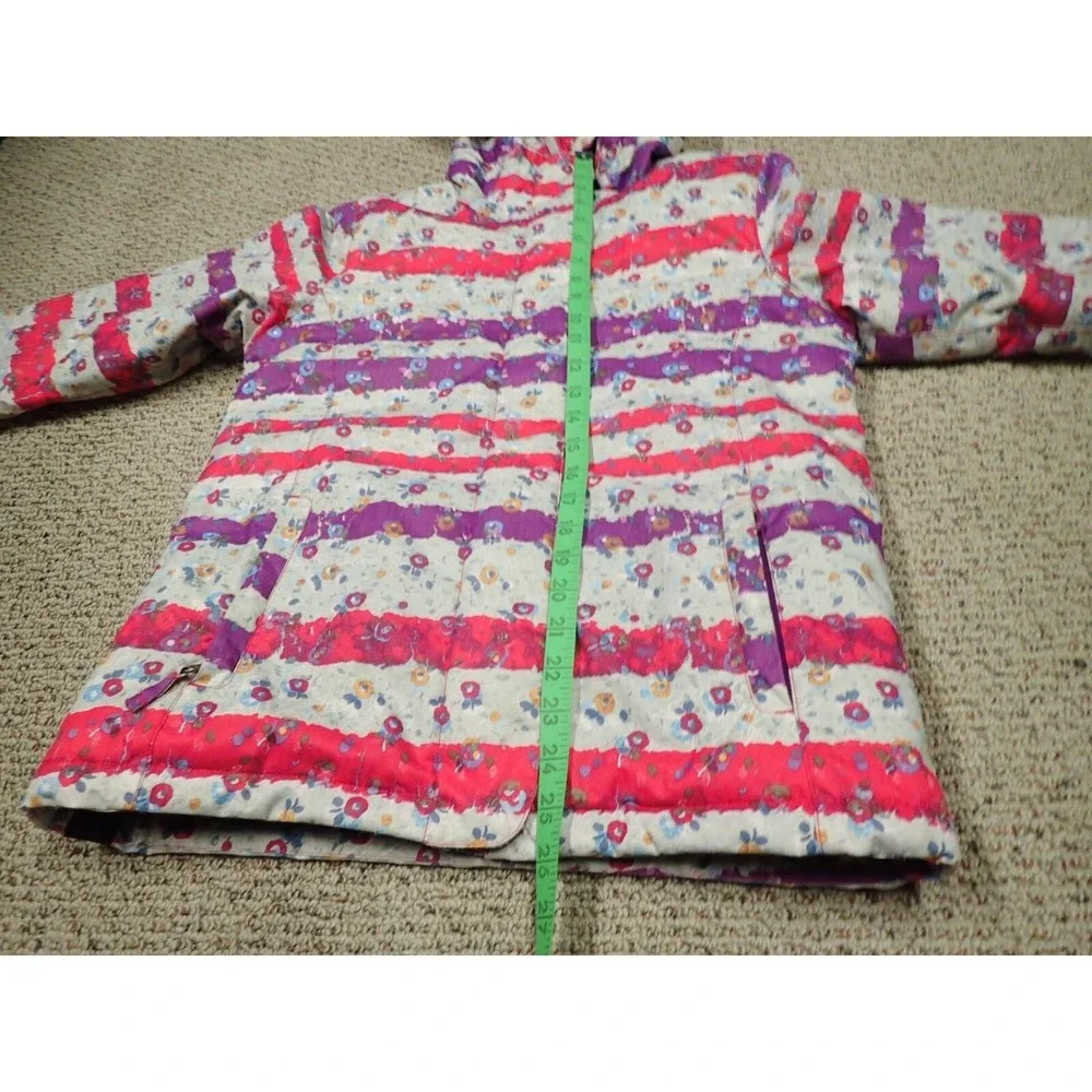 Roxy Snow Jacket Girls XL 16 Pink Purple Floral Stripe Excellent 10K‎ DryFlight